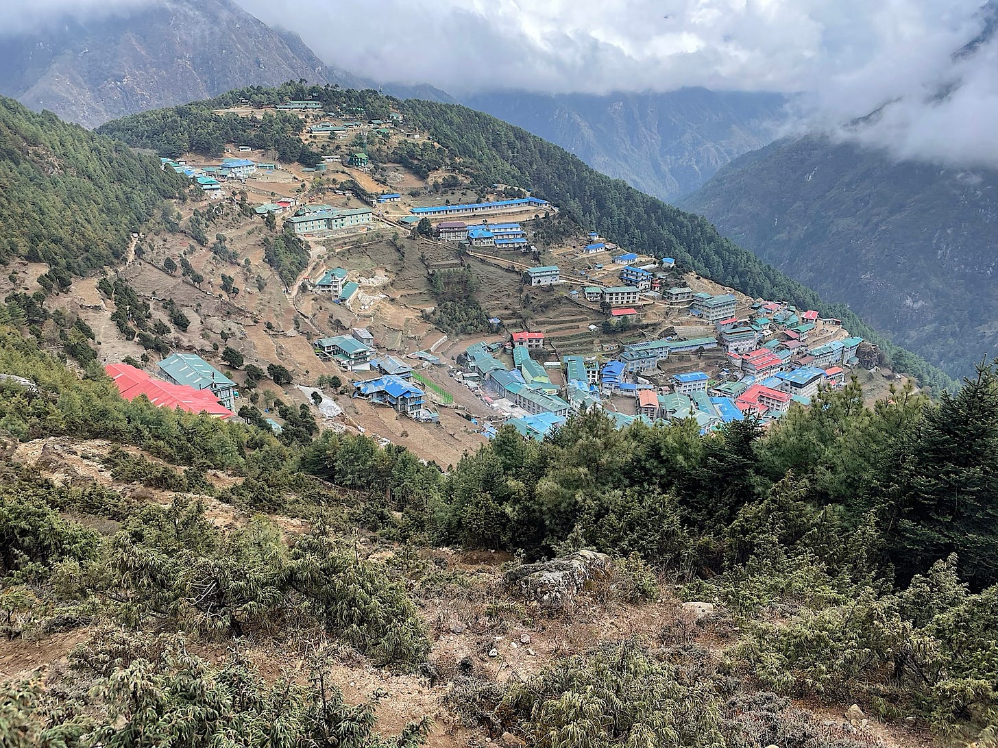 Descending to Namche, we walked out of the clouds into a sunny afternoon.