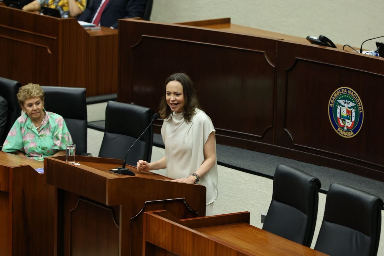 María Corina habló ante la Asamblea de Panamá: "Venezuela será libre y  dejará de ser un territorio que exporta desestabilización" - Monitoreamos