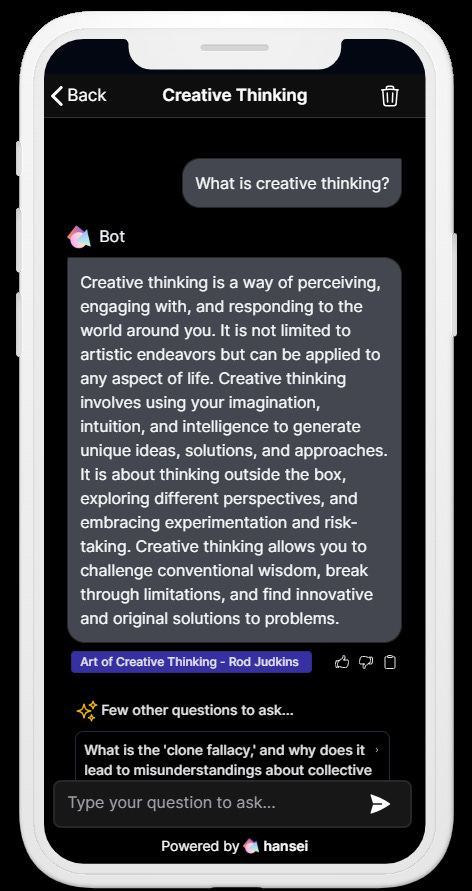Pocket Hansei chat about Creative Thinking