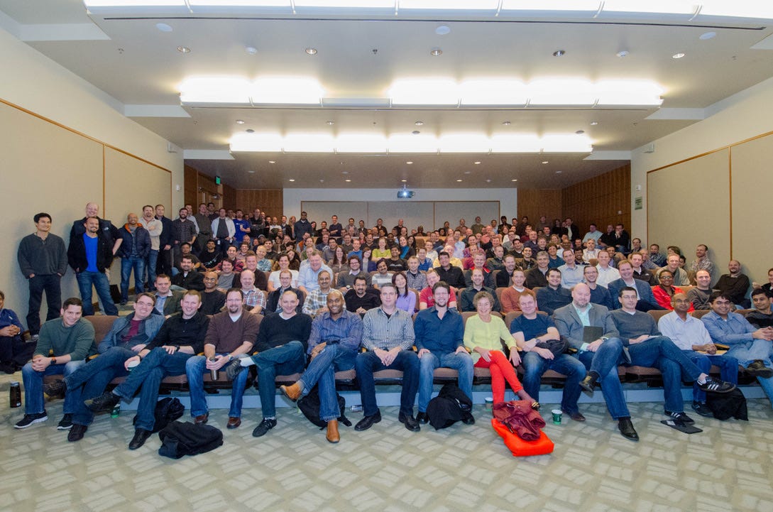 Large group photo of about 100 people. Large group photo of about 100 people.