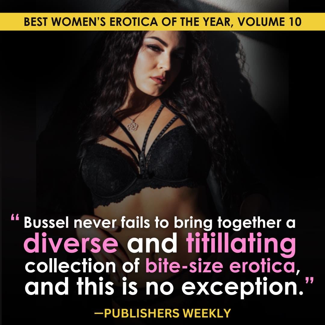 Woman in black cage bra and sensual pose. “Bussel never fails to bring together a diverse and titillating collection of bite-size erotica, and this is no exception.” Publishers Weekly, Rachel Kramer Bussel
