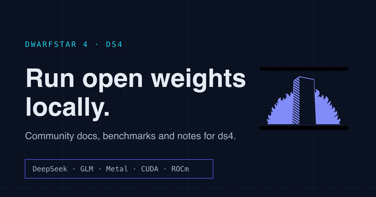 DwarfStar 4 bringt DeepSeek, GLM und Qwen lokal auf Mac, CUDA und ROCm DwarfStar 4 bringt DeepSeek, GLM und Qwen lokal auf Mac, CUDA und ROCm