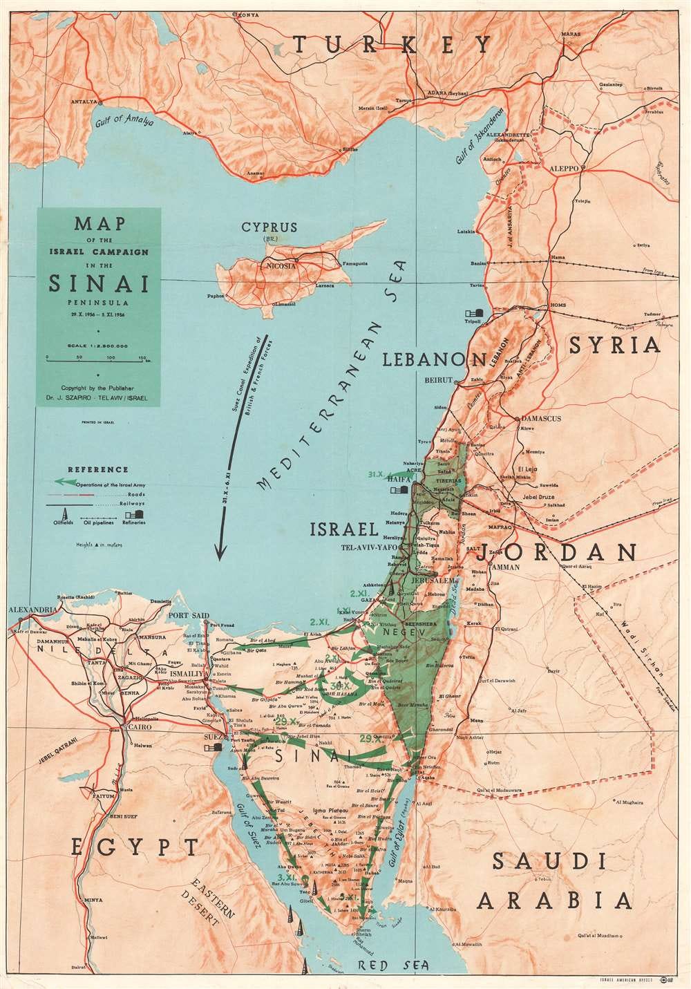 Map of the Israel Campaign in the Sinai Peninsula.: Geographicus Rare  Antique Maps