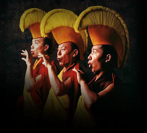 (L) Avicenna Teaching His Students The Rules For Hygiene, Bath, Wine And Music (C) Guido d’Arezzo  (R) Tibetan Throat Singing