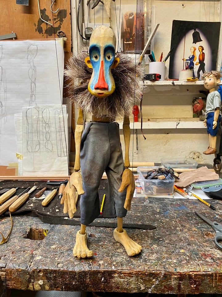 Image 1: Photo © EllieKurttz MarionetteFestival LAT26. Image 2: Mandrill by Oliver Hymans at Little Angel Theatre. Image 3: Little Angel Studio by Yola Sornsakrin. Image 4: Puppet by Jan Zalud