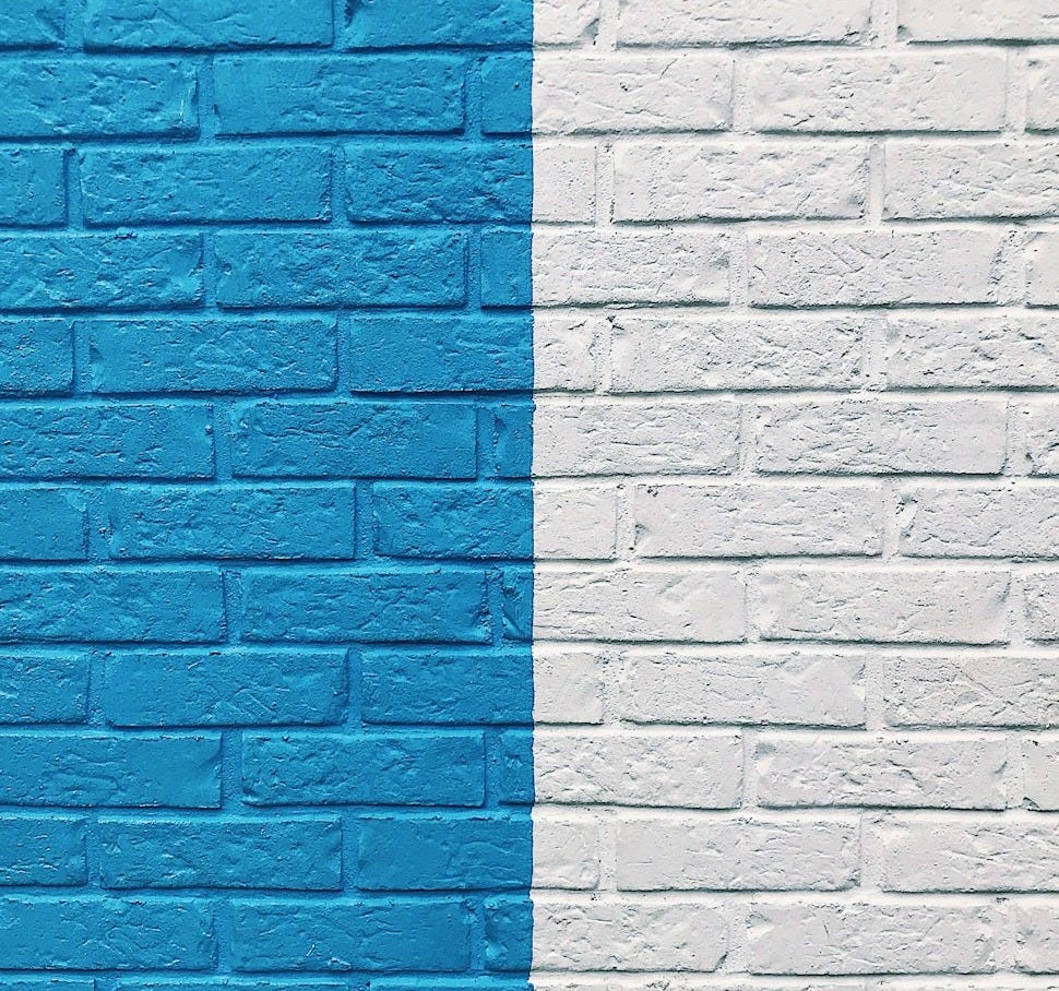 blue and white painted wall