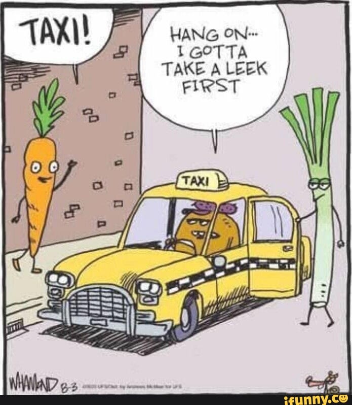 HANG ON- GOTTA I TAKE A LEEK FIRST