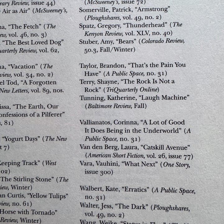 A list of Other Distinguished Stories of 2023 from The Best American Short Stories 2024