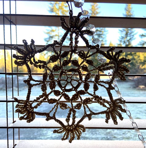 Crocheted snowflakes