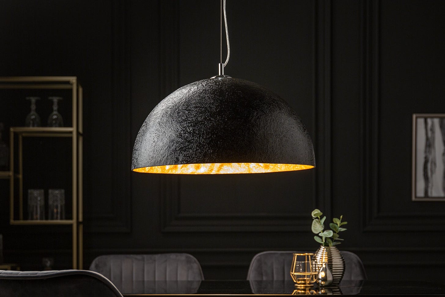 Glow Elegant Design Hanging Black Gold Lamp 50 cm - Artico Interiors