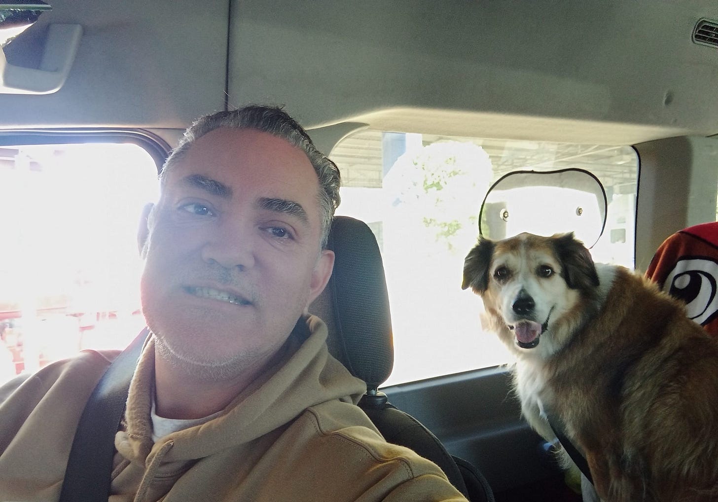 Alfonso Galindo of Best Mexico Pet Movers transporting a dog and personal items during a move to Mérida