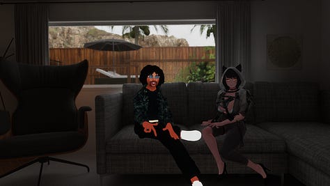 In these images, ArmaniXR and Noppers strike some fun poses wearing full-body trackers together.