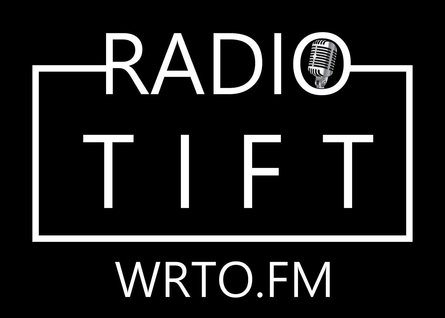 An image of the Radio Tift, WRTO.FM logo that shows Radio at the top, then Tift in the middle, with WRTO.FM at the bottom.  The text is white on a black background.