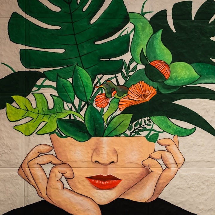 green and red flower painting green and red flower painting