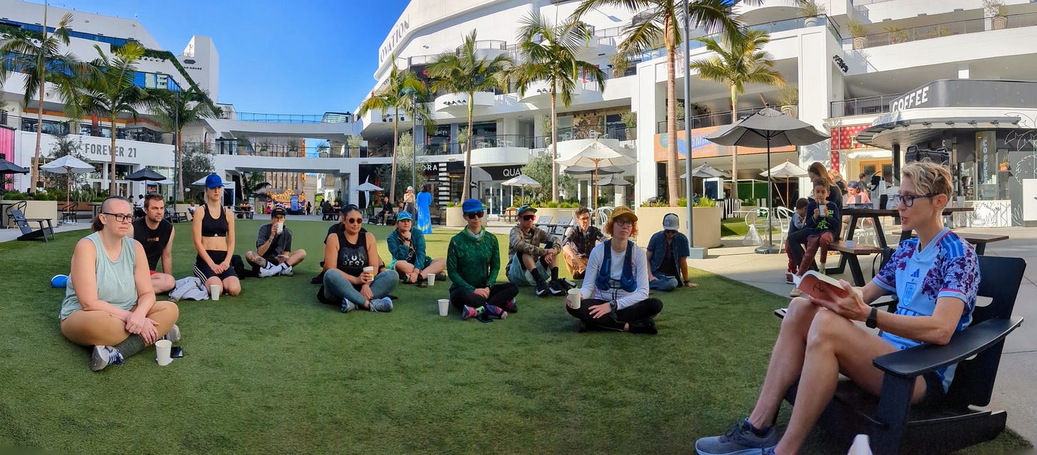 The Sunday morning Hollywood book gang listening to Lindsey Freeman read Loops from her book Running.