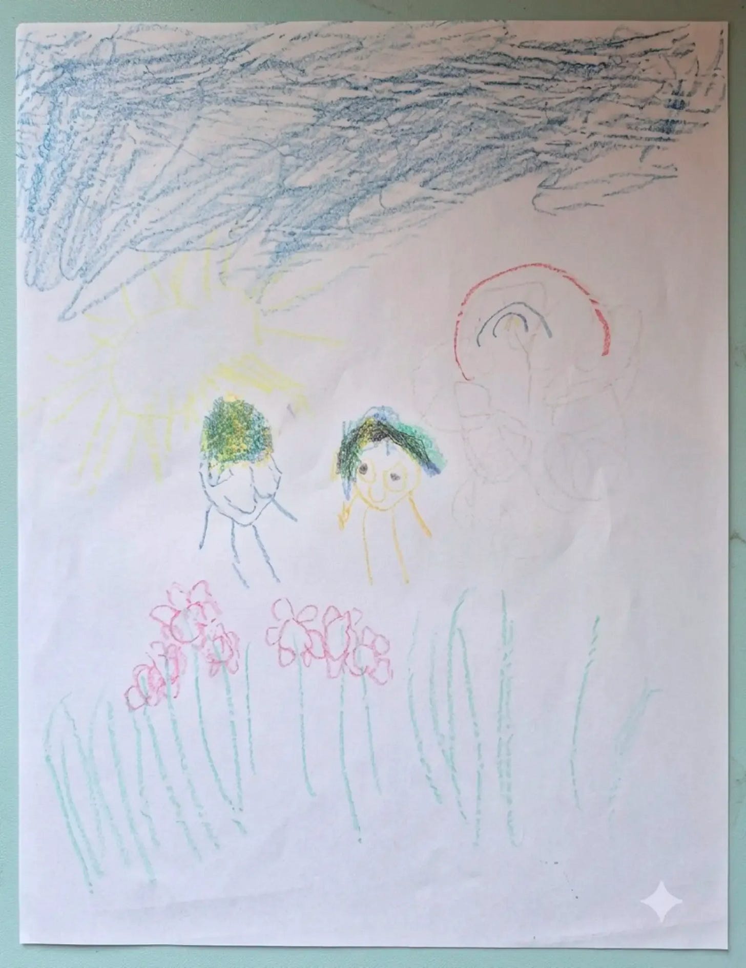 Rafa’s drawing of himself and his cousin playing Rafa’s drawing of himself and his cousin playing