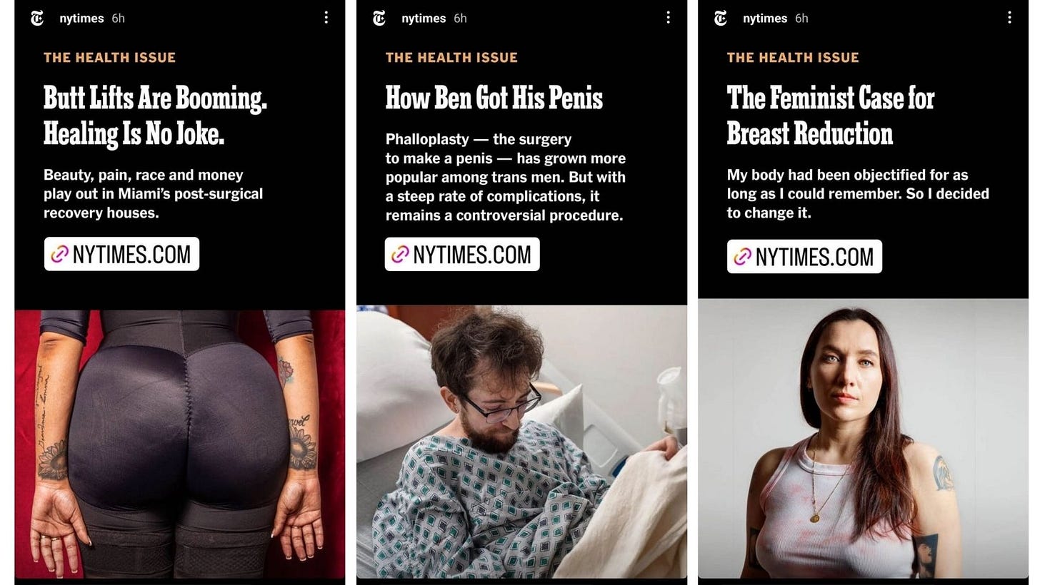 Headline images from New York Times body modification articles