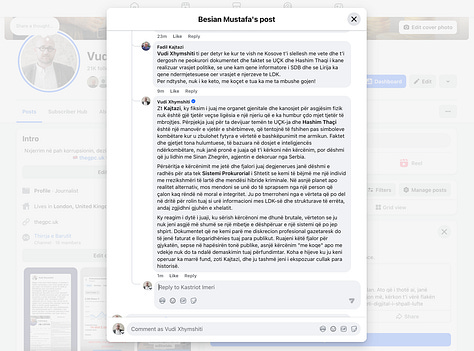 Komentet e dokumentuara të Fadil Kajtazit në postimin e Besian Mustafës.