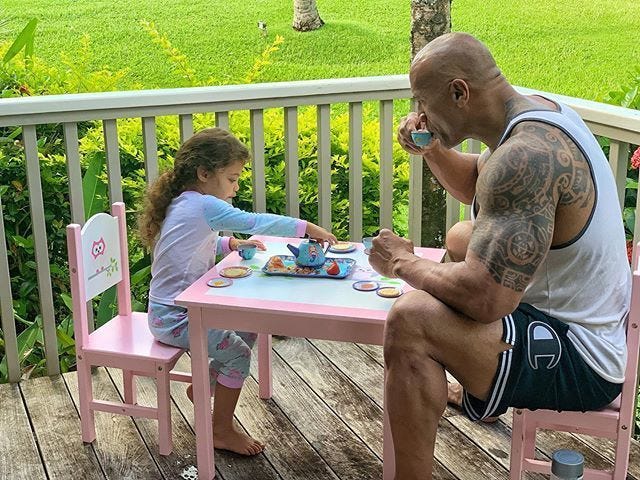 The Rock Said He Snuck Some Tequila In His Cup During A Tea Party With His  Daughter