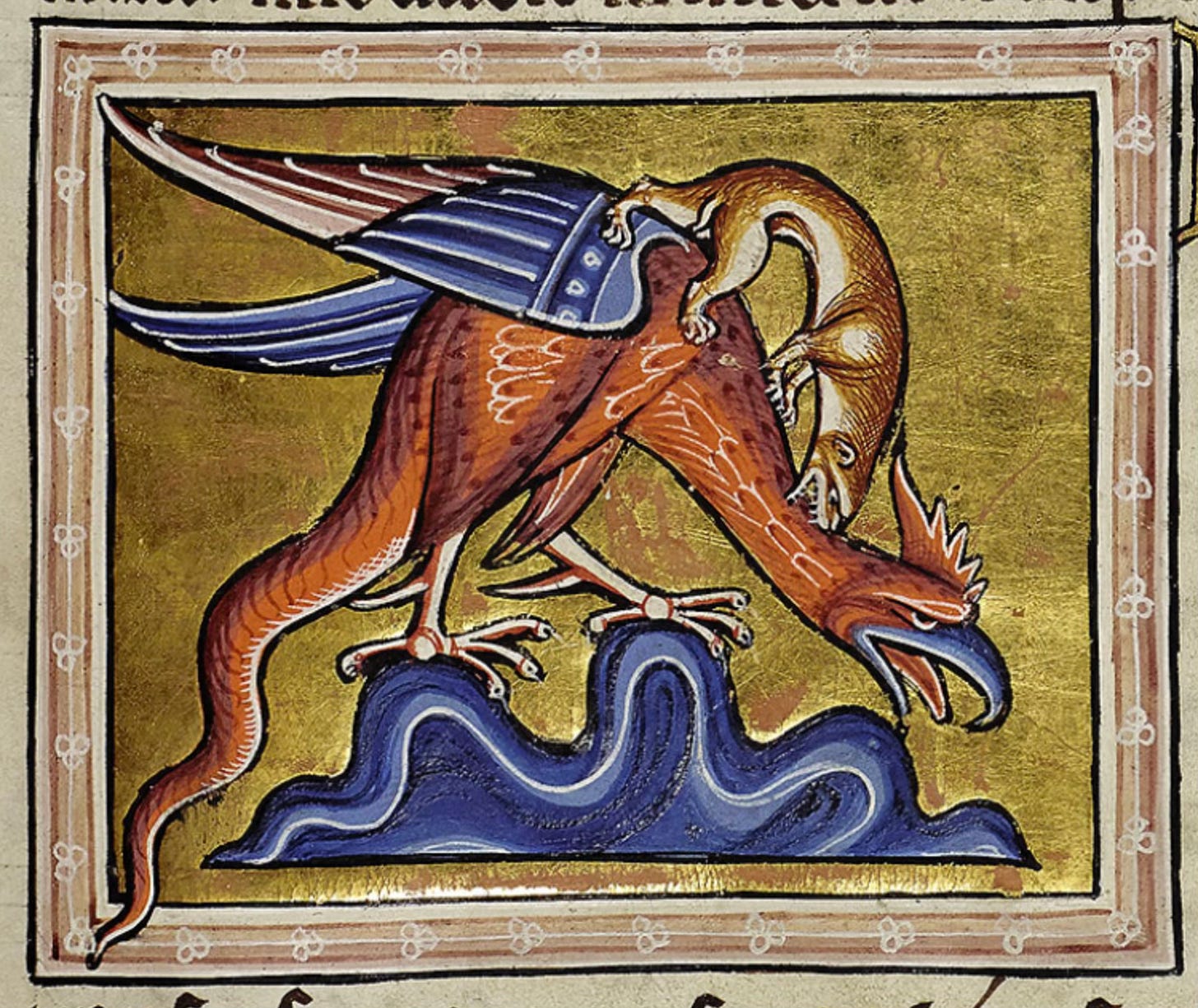 Basilisk image from the Aberdeen Bestiary