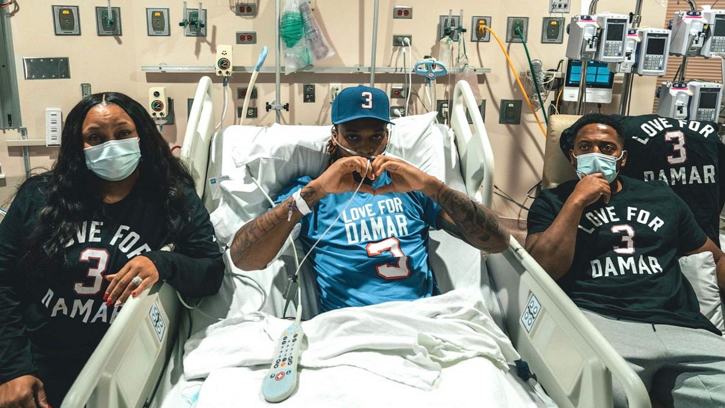 Damar Hamlin honored in Buffalo Bills' 1st game after cardiac arrest - ABC  News