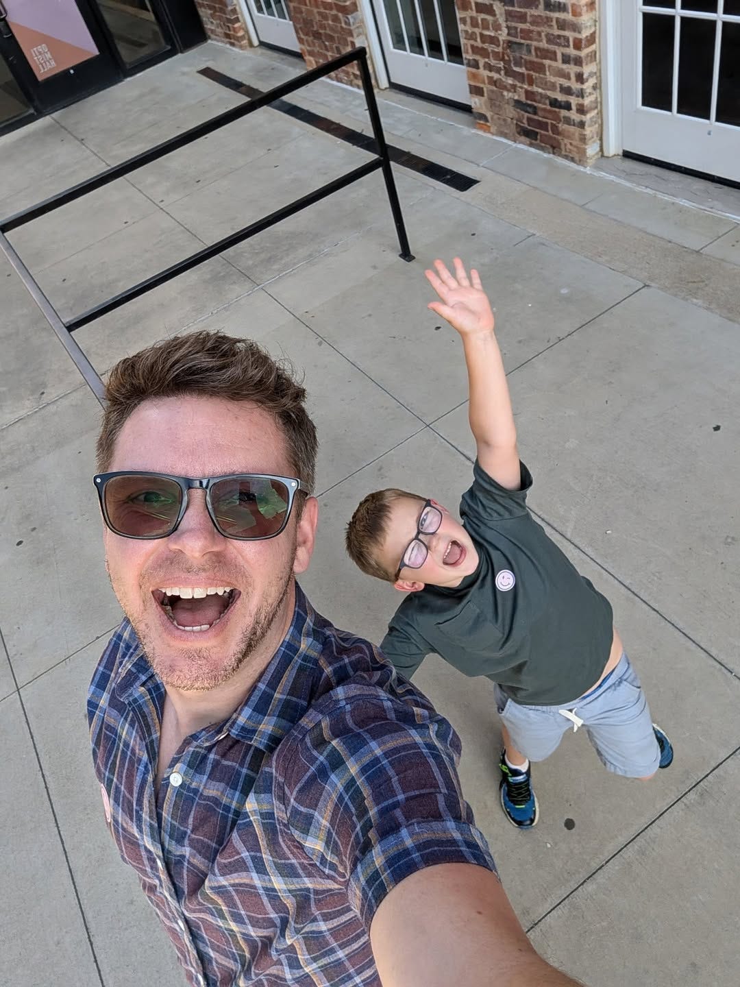 Justin and his son Jasper smiling for a selfie Justin and his son Jasper smiling for a selfie