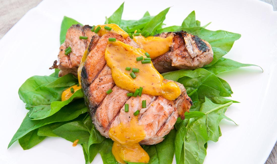Grilled Salmon With Mustard Sauce