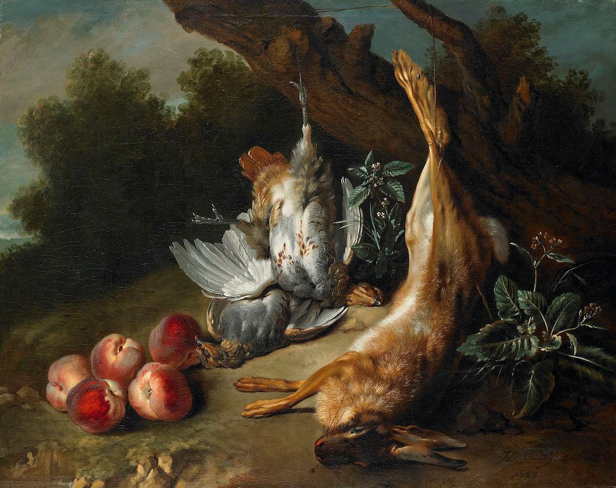 Game birds and songbirds arranged with rich feathers against a dark ground Game birds and songbirds arranged with rich feathers against a dark ground