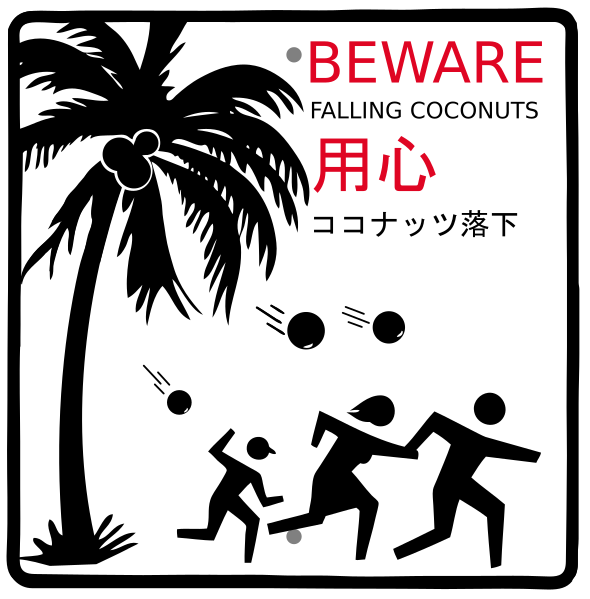 File:BEWARE FALLING COCONUTS sign in Honolulu Hawaii-Vector.svg