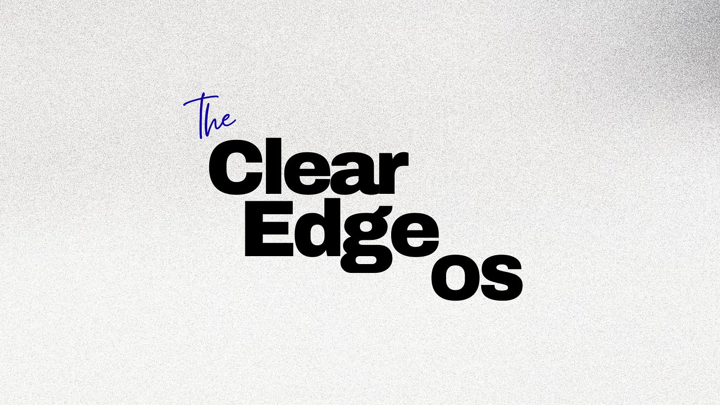 The Clear Edge OS logo centered on a light textured background.