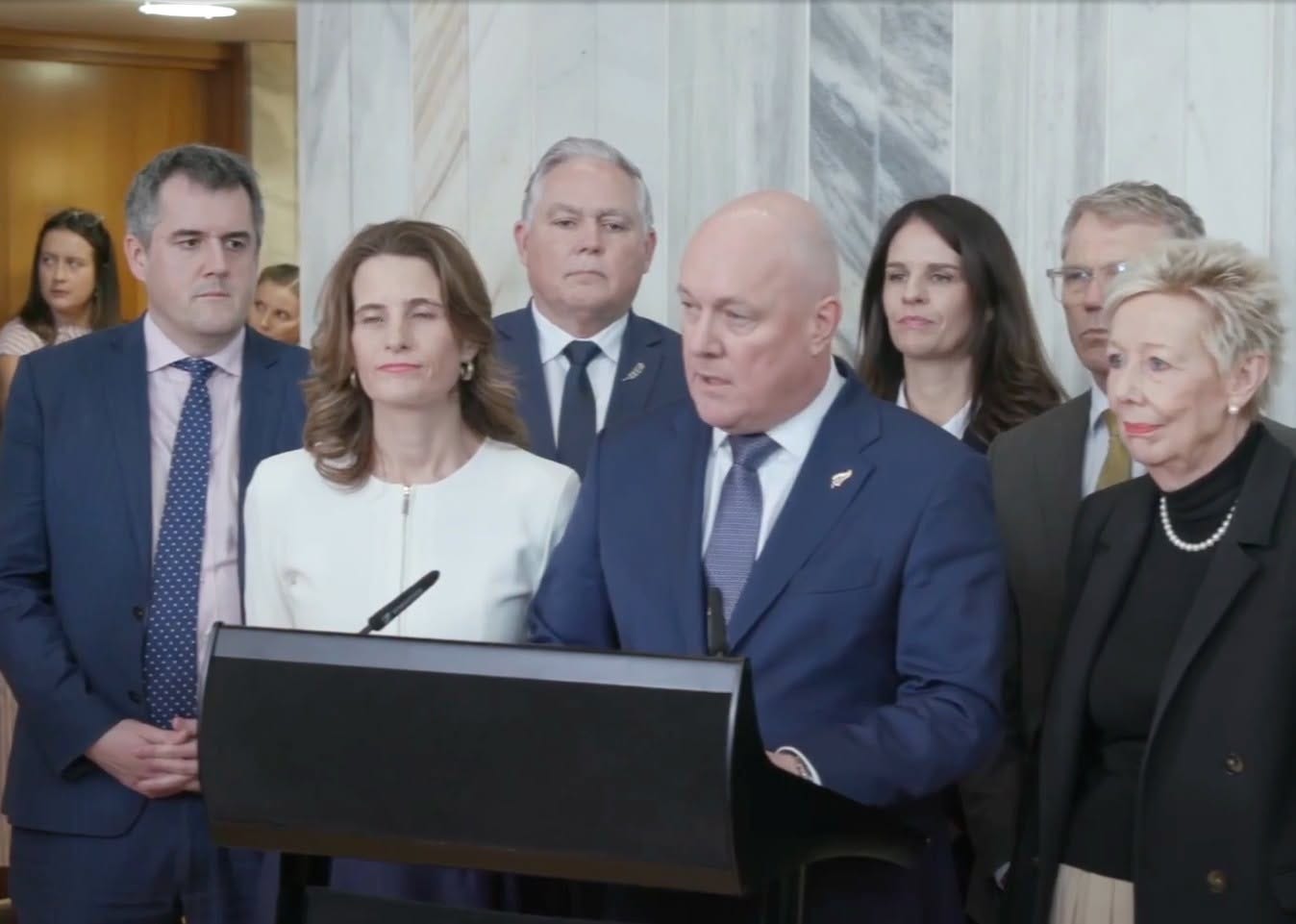 Luxon and senior National MPs. Luxon and senior National MPs.