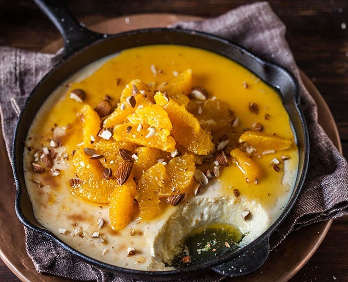 baked yoghurt with spicy oranges