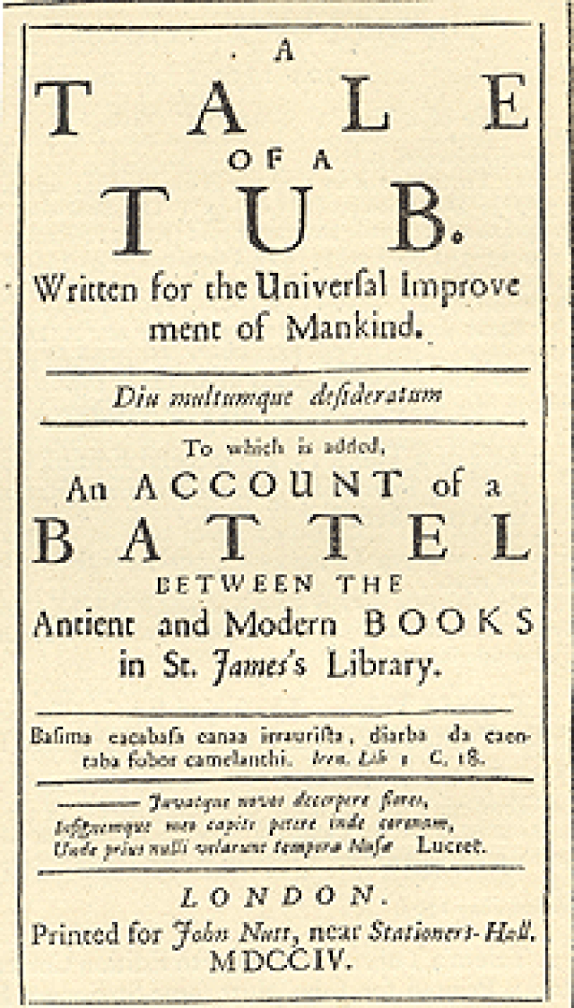 Title page of Swift's Battle of the Books