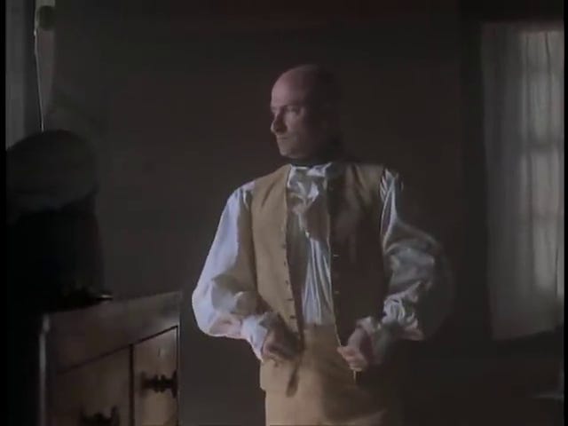 Hessians; Colonel Rall dresses himself; General Knox gives the order to fire; Hessians are thrown into the air by a cannon blast.