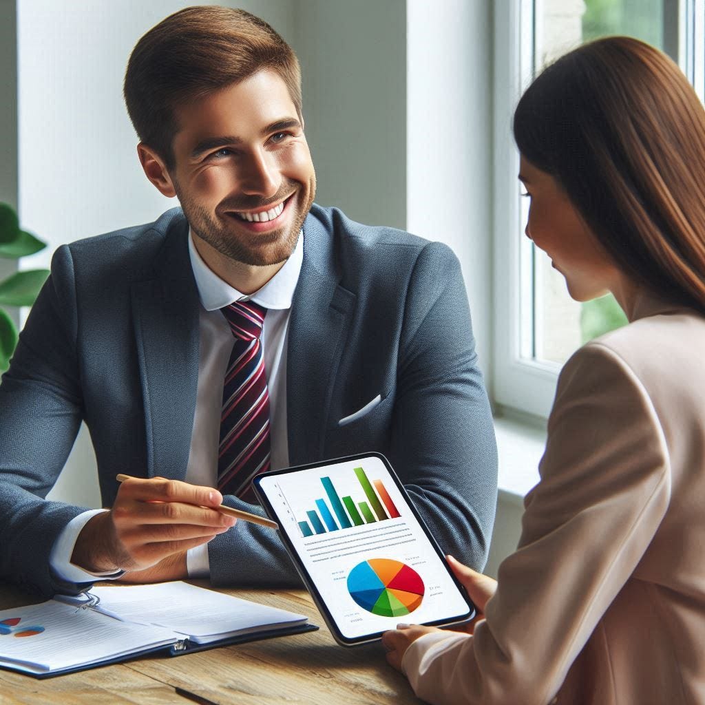 An investment advisor giving investment advice