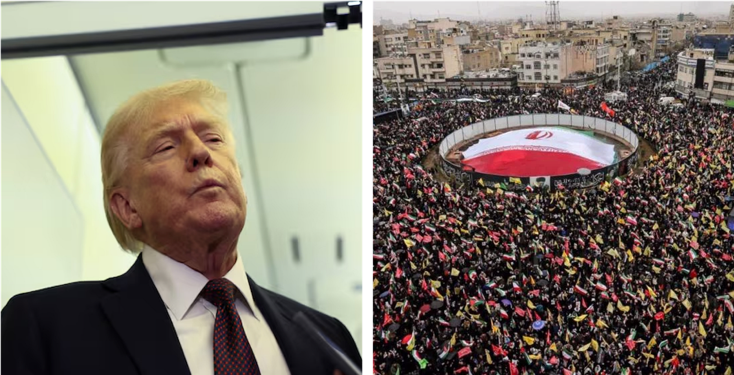 When confronted with mass rallies in Tehran, Trump called them “AI” — as if dismissing the crowd could dismiss the consequence. When confronted with mass rallies in Tehran, Trump called them “AI” — as if dismissing the crowd could dismiss the consequence.