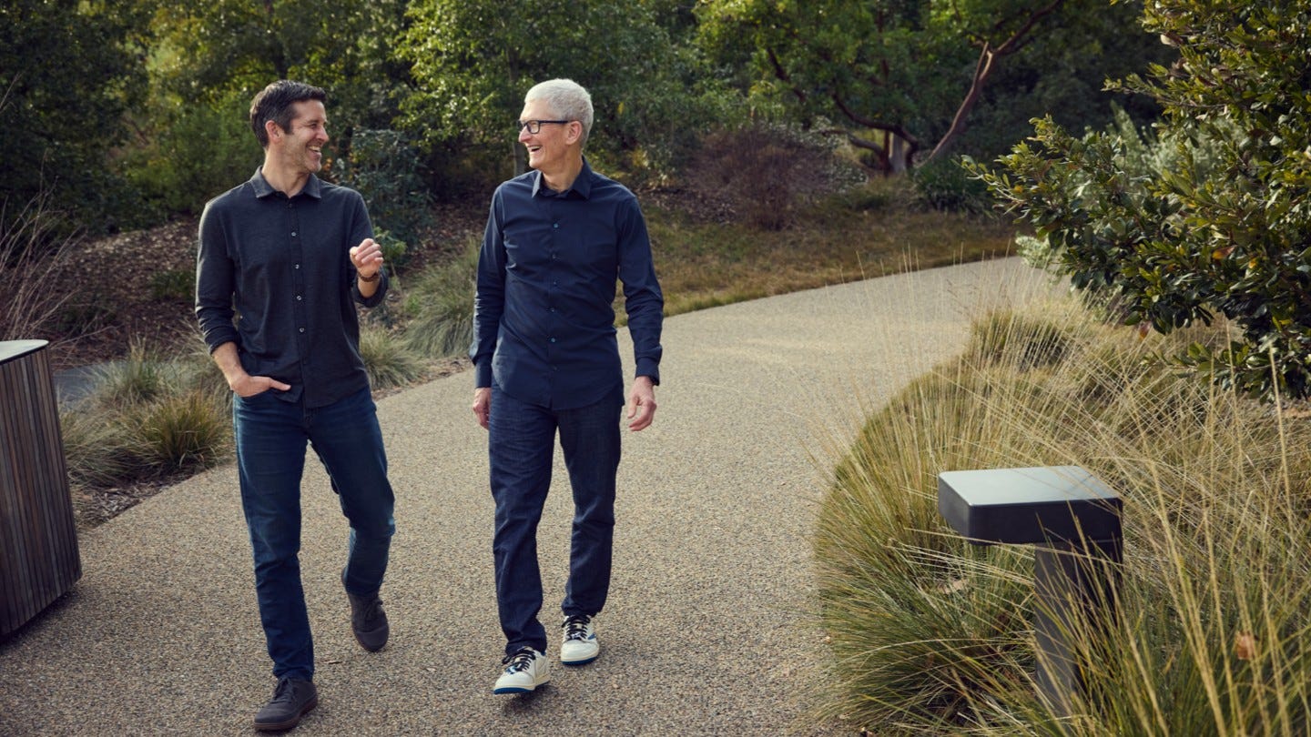 Tim Cook and John Ternus at Apple Park.