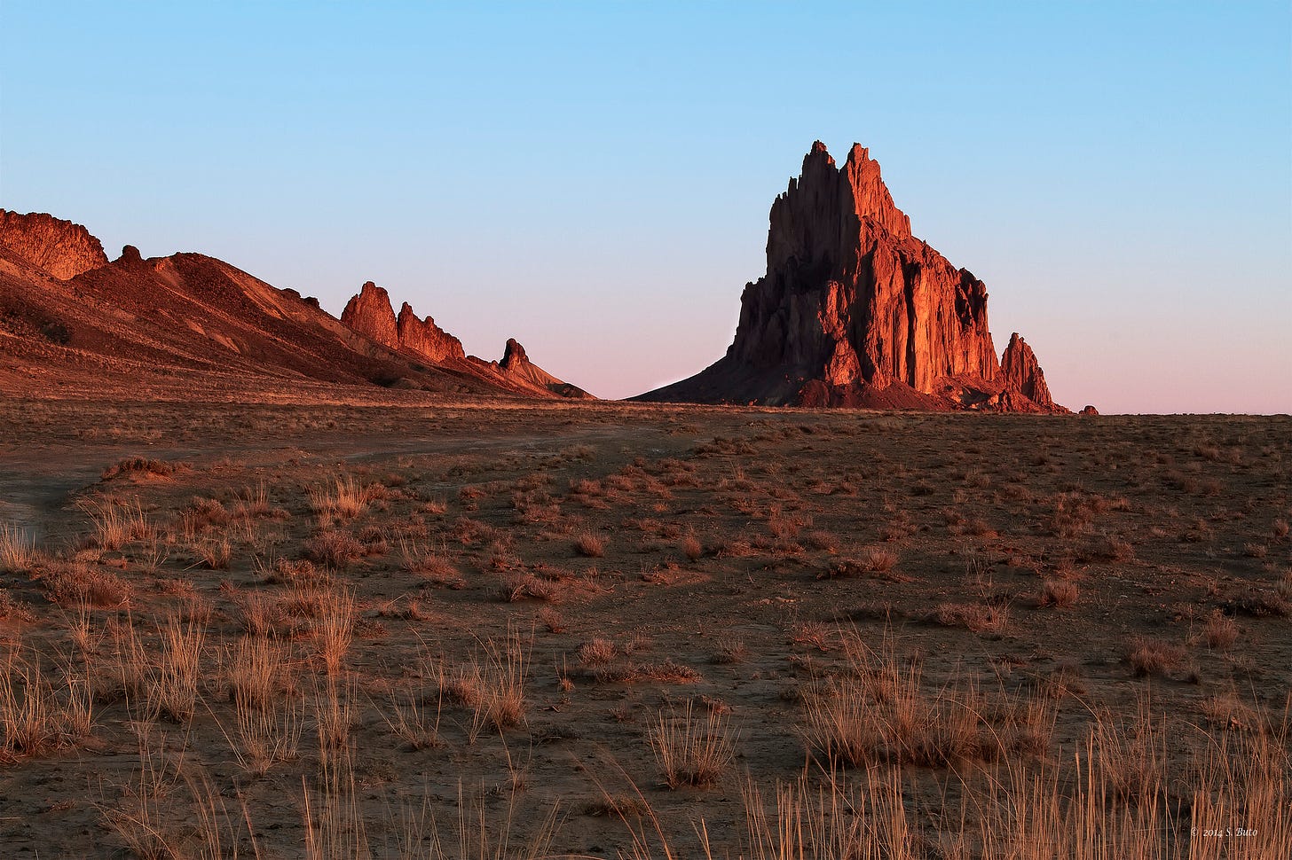 The volcanic plug, named Shiprock, from which the nearby town gets its name.