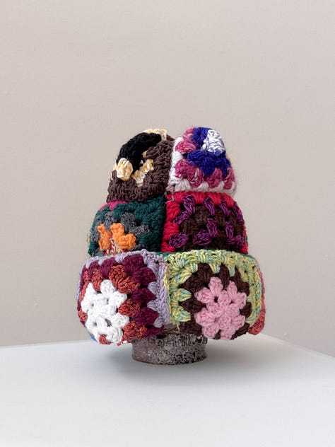 Mixed granny crochet patchwork beanie