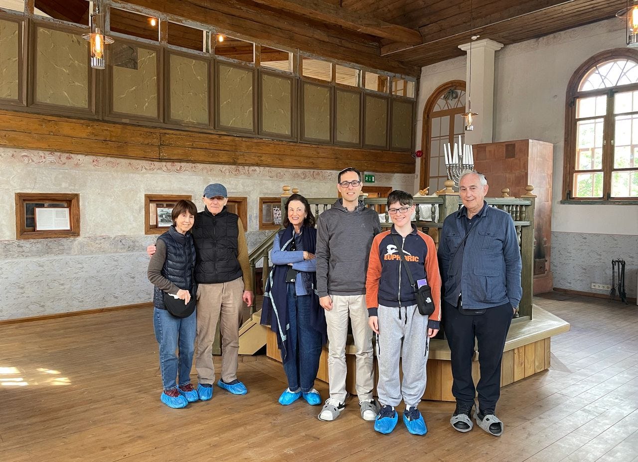 Inside Ludza's Great Synagogue (May 2026). The beautifully restored synagogue depicted in The English GI—and possibly the very one Hymie attended as a child.