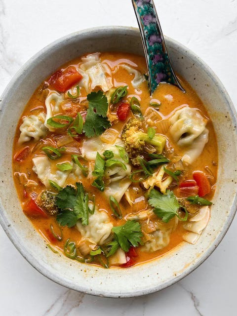 Loaded Red Curry Wonton Soup