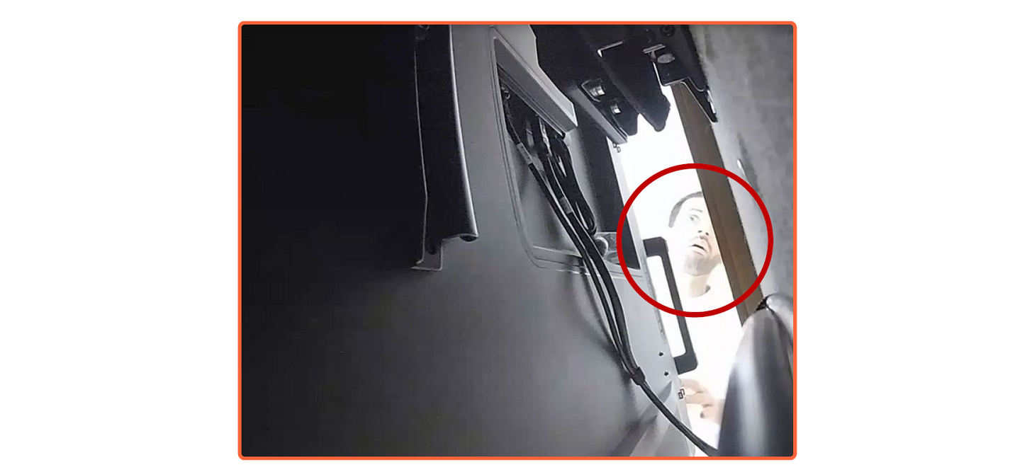 A screenshot allegedly showing Alfozan checking on the device behind a monitor in OpenAI's San Francisco offices. A screenshot allegedly showing Alfozan checking on the device behind a monitor in OpenAI's San Francisco offices.