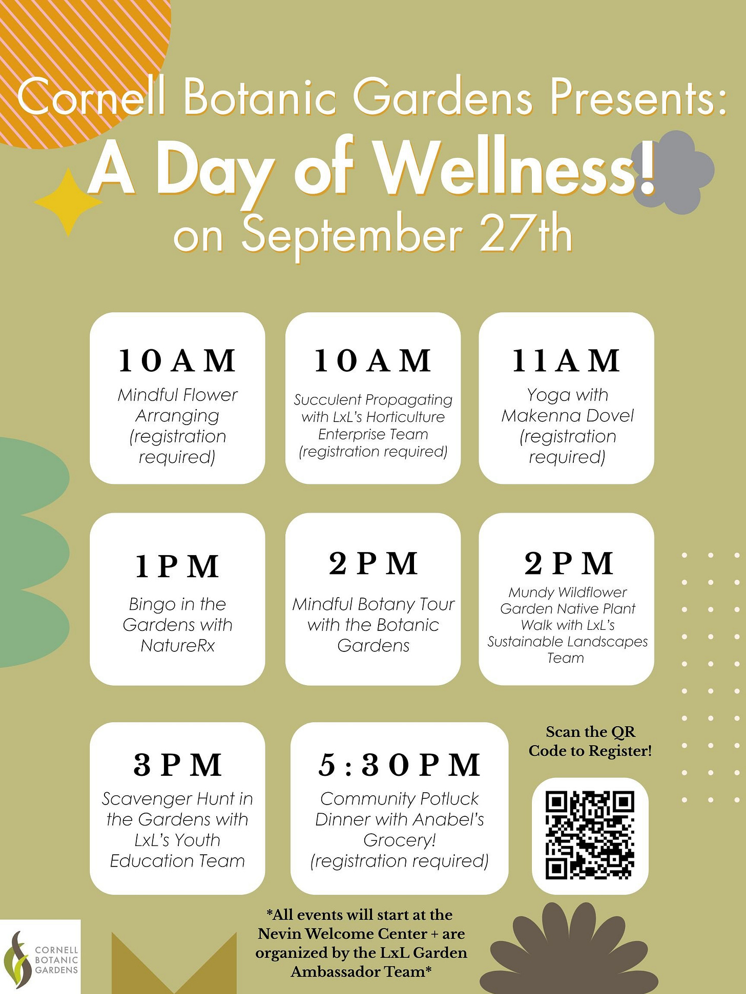 Flyer for Cornell Botanic Gardens Presents: “A Day of Wellness“