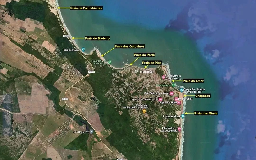Map of Pipa's beaches