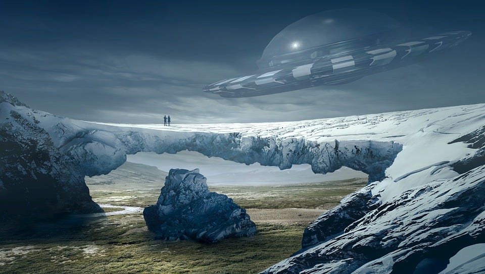 Fantasy, Landscape, Ufo, Glacier, Mystical Fantasy, Landscape, Ufo, Glacier, Mystical