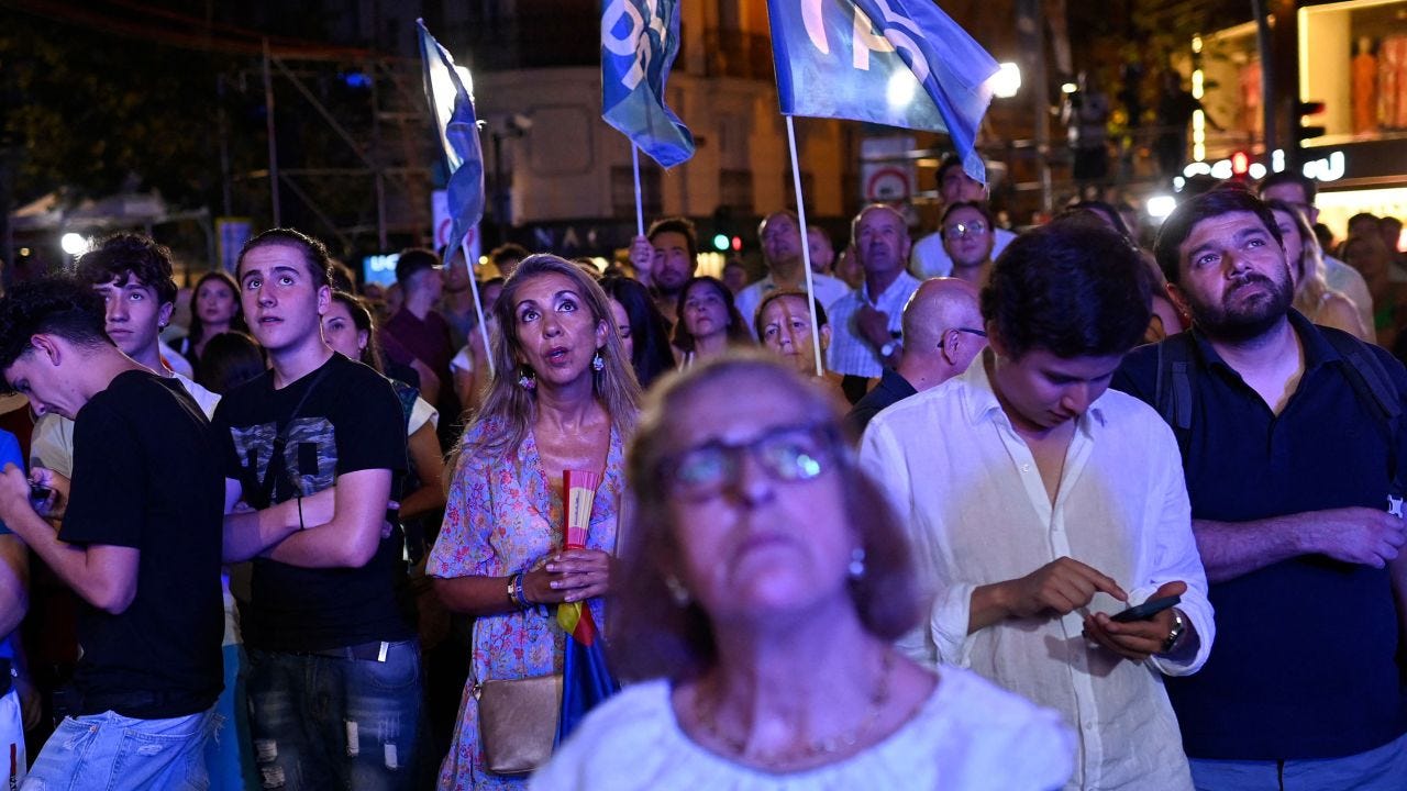 Supporters outside the PP headquarters waiting for election results. Supporters outside the PP headquarters waiting for election results.