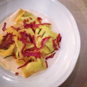 ravioli with bacon