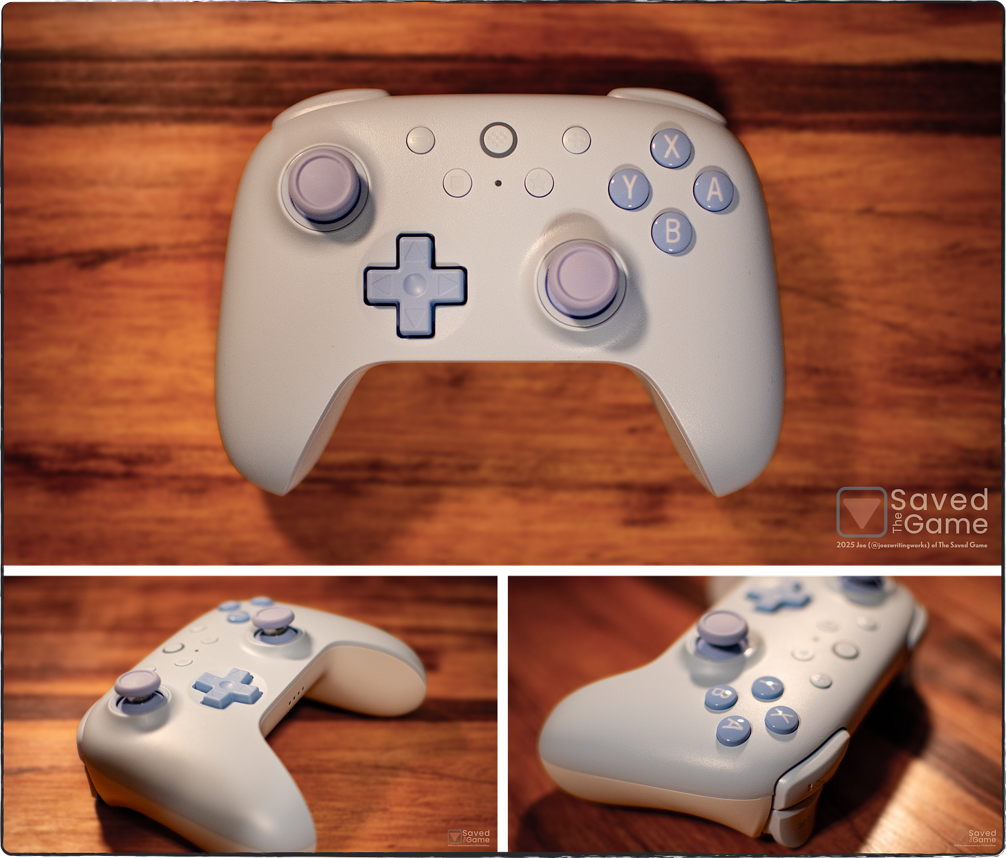 Three photos of the 8BitDo Ultimate 2C Controller from Joe's Writing Works of The Saved Game.