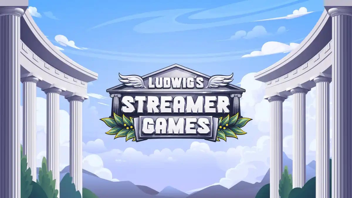 Greek Olympiad-style logo for Ludwig's Streamer Games