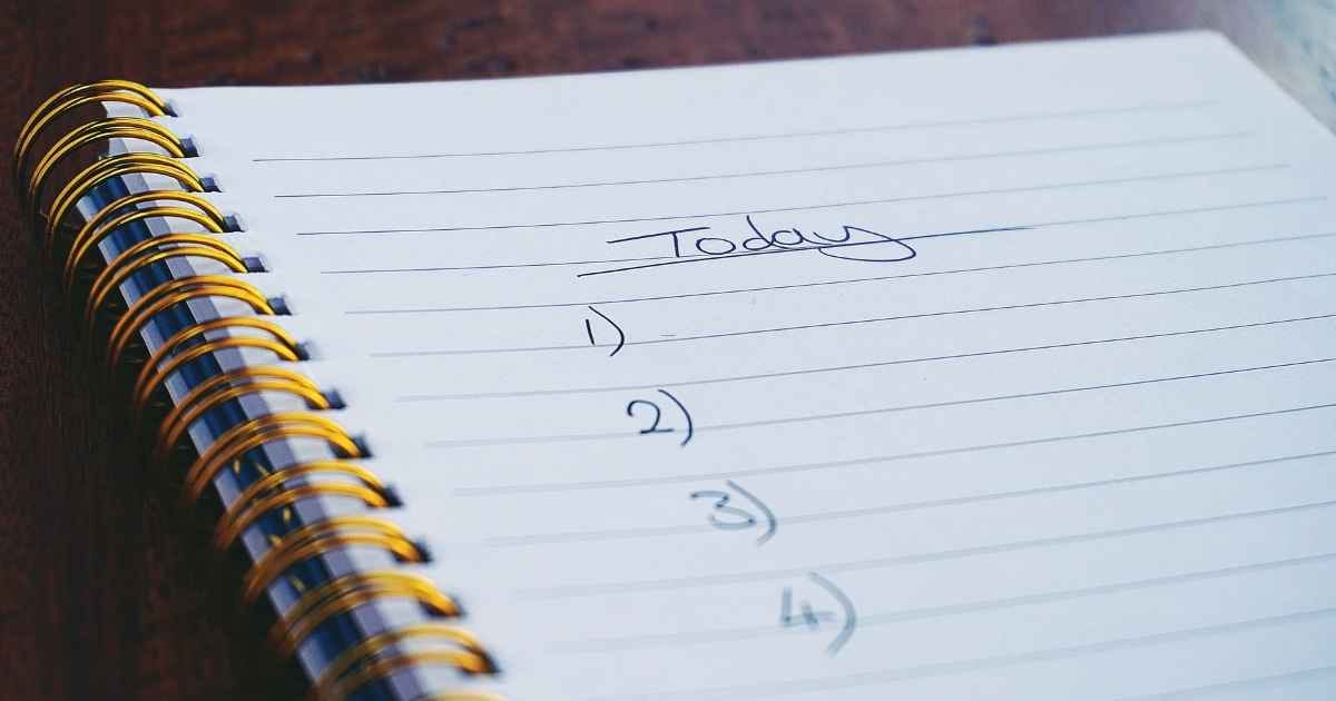 A notepad with a small to do list